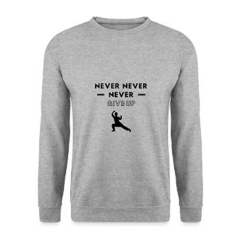 Karate: Never never never give up. - Unisex Sweatshirt - salt & pepper - Front - Alina (178cm) & Michal (187cm)
