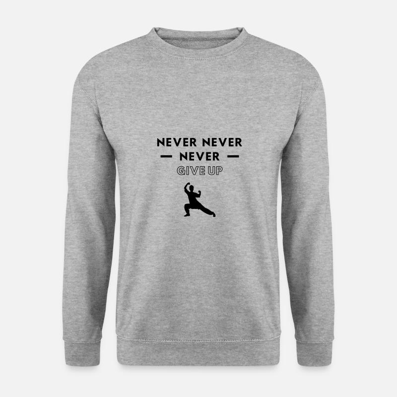 Karate: Niemals aufgeben. - Unisex Pullover - Weißgrau meliert