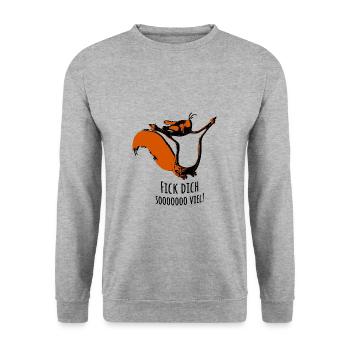 Fick dich soooo viel! Eichhörnchen - Unisex Pullover - Weißgrau meliert - Vorne - Alina (178cm) & Michal (187cm)