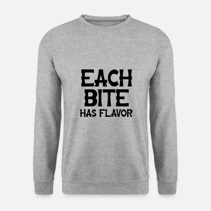 Each bite has flavor - Unisex Pullover - Weißgrau meliert