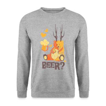 BEAR? - beer beer tent bear bear shirt motif - Unisex Sweatshirt - salt & pepper - Front - Alina (178cm) & Michal (187cm)