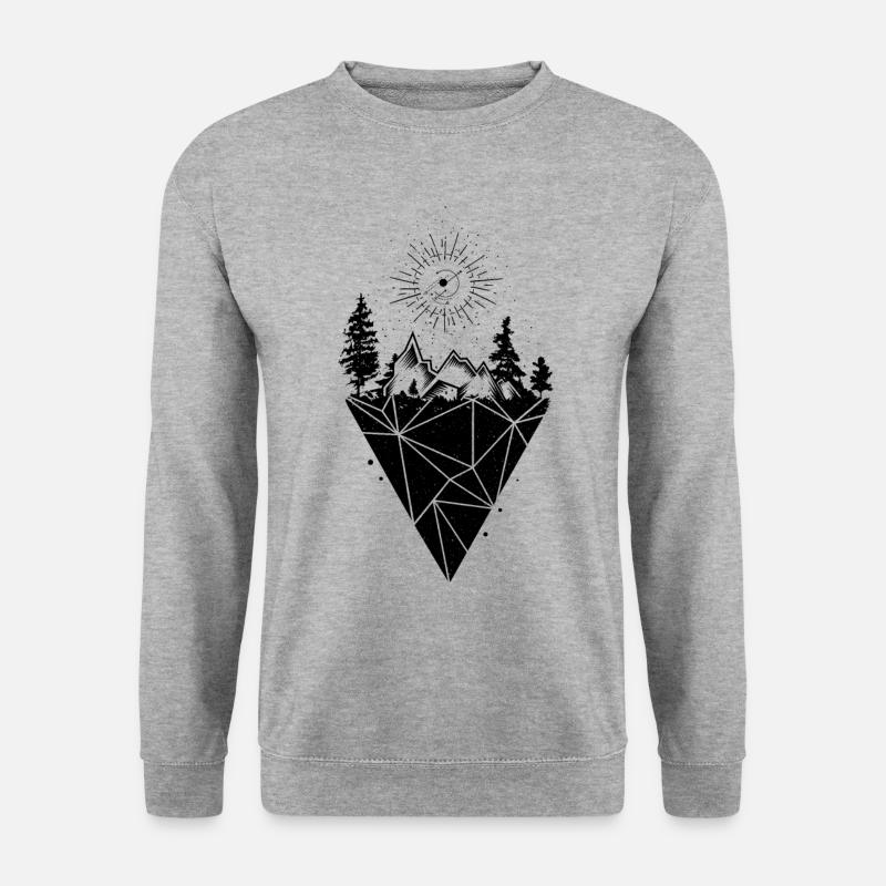 Geometrische Landschaft - Unisex Pullover - Weißgrau meliert
