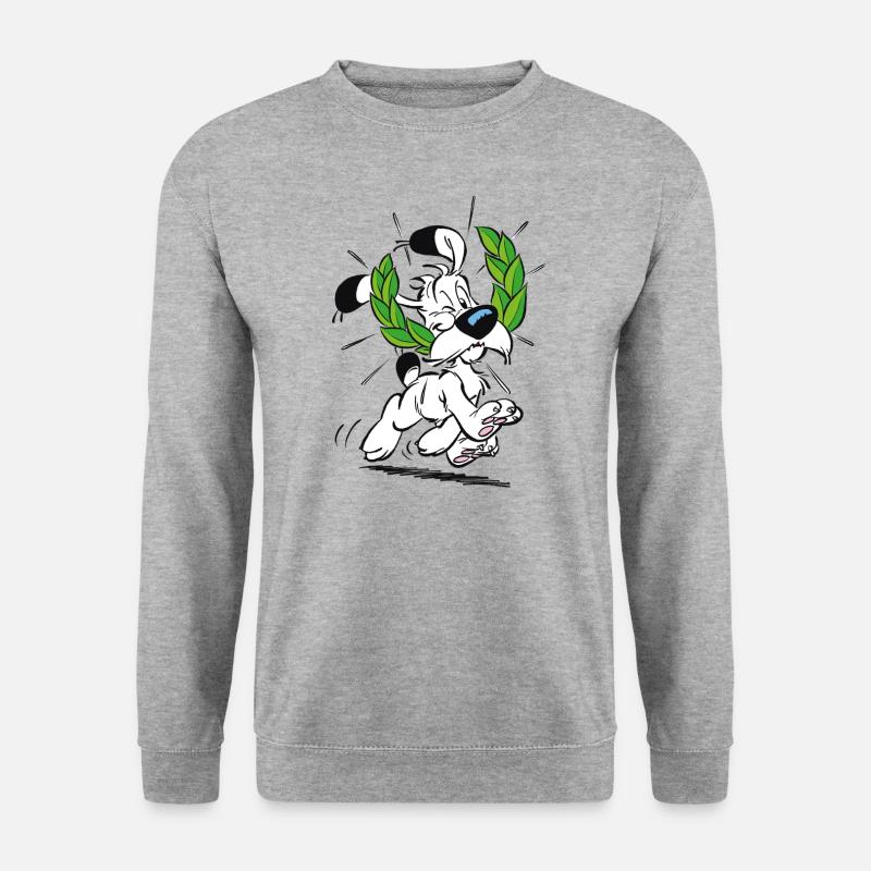 Asterix & Obelix Idefix Mit Lorbeerkranz - Unisex Pullover - Weißgrau meliert