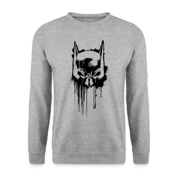 Batman Maske Superhelden - Unisex Pullover - Weißgrau meliert - Vorne - Alina (178cm) & Michal (187cm)
