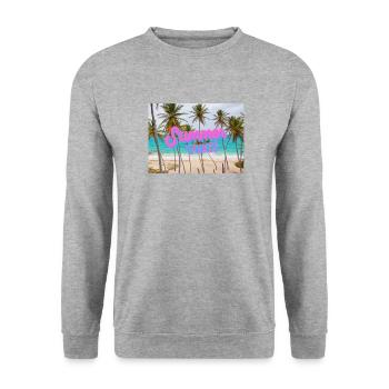 Summer - Vibes - Summer Vibes - Sun - Hot - Palms - Unisex Sweatshirt - salt & pepper - Front - Alina (178cm) & Michal (187cm)