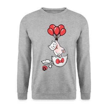 Chat Naissance Coquille D’oeuf Ballons Enfants Bébé - Sweat-shirt Unisexe - gris chiné - Devant - Alina (178cm) & Michal (187cm)