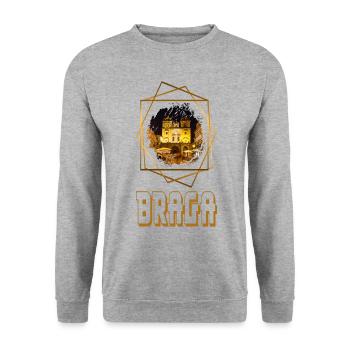 Braga, Portugal, ville, horizons, maison, amour - Sweat-shirt Unisexe - gris chiné - Devant - Alina (178cm) & Michal (187cm)
