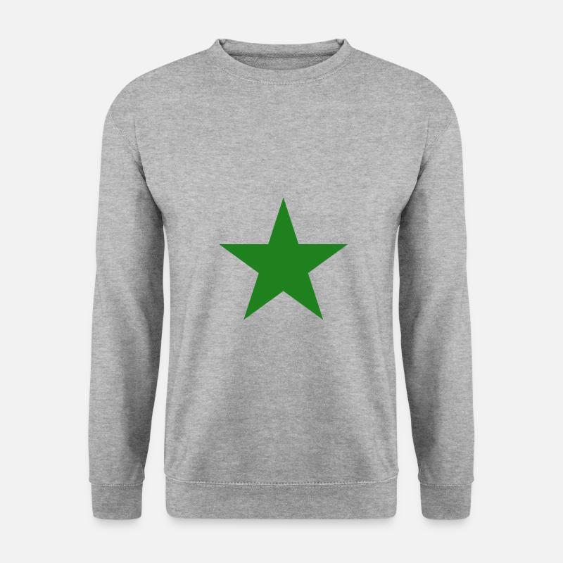 grüner Stern green Star star - Unisex Pullover - Weißgrau meliert