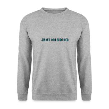ICH HABE GERADE GEHEIRATET. Junggesellinnenabschied. VALENTINSTAG. PAAR - Unisex Pullover - Weißgrau meliert - Vorne - Alina (178cm) & Michal (187cm)