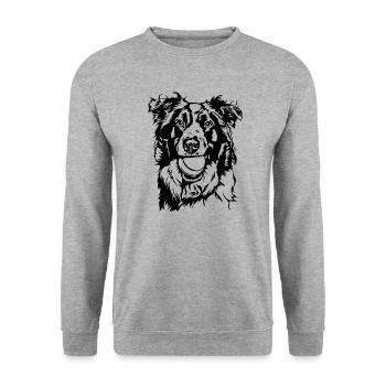 Border Collie Ball Balljunkie Hunde Wilsigns - Unisex Pullover - Weißgrau meliert - Vorne - Alina (178cm) & Michal (187cm)