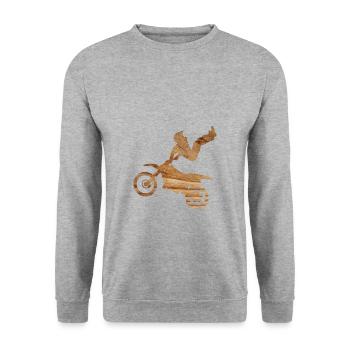 Motocross Motorrad Chopper Cruiser Biker Geschenk - Unisex Pullover - Weißgrau meliert - Vorne - Alina (178cm) & Michal (187cm)