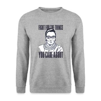 Zitat Ruth Bader Ginsburg Geschenkidee - Unisex Pullover - Weißgrau meliert - Vorne - Alina (178cm) & Michal (187cm)