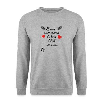 Baby geburt geschenk mama papa weg 2022 Mai - Unisex Pullover - Weißgrau meliert - Vorne - Alina (178cm) & Michal (187cm)