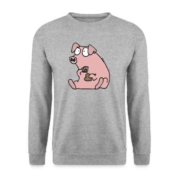 Julgris äter pepparkaka - Sweat-shirt Unisexe - gris chiné - Devant - Alina (178cm) & Michal (187cm)