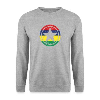 wurzeln liebe stern herz heimat Mauritius png - Unisex Pullover - Weißgrau meliert - Vorne - Alina (178cm) & Michal (187cm)