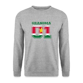 Oma 01 Grandma queen gift Suriname - Unisex Pullover - Weißgrau meliert - Vorne - Alina (178cm) & Michal (187cm)