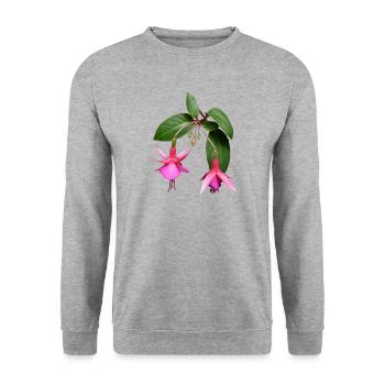 blumen fuchsia fuchsie flowers garten - Unisex Pullover - Weißgrau meliert - Vorne - Alina (178cm) & Michal (187cm)
