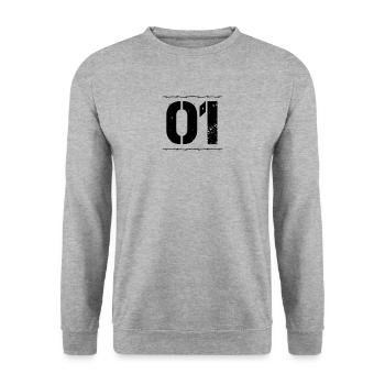 Team Verein NAME Party Crew member jga malle 01 - Unisex Sweatshirt - salt & pepper - Front - Alina (178cm) & Michal (187cm)