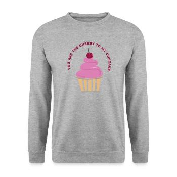 Cupcake - Your are my Cherry - Declaration of Love - Unisex Sweatshirt - salt & pepper - Front - Alina (178cm) & Michal (187cm)