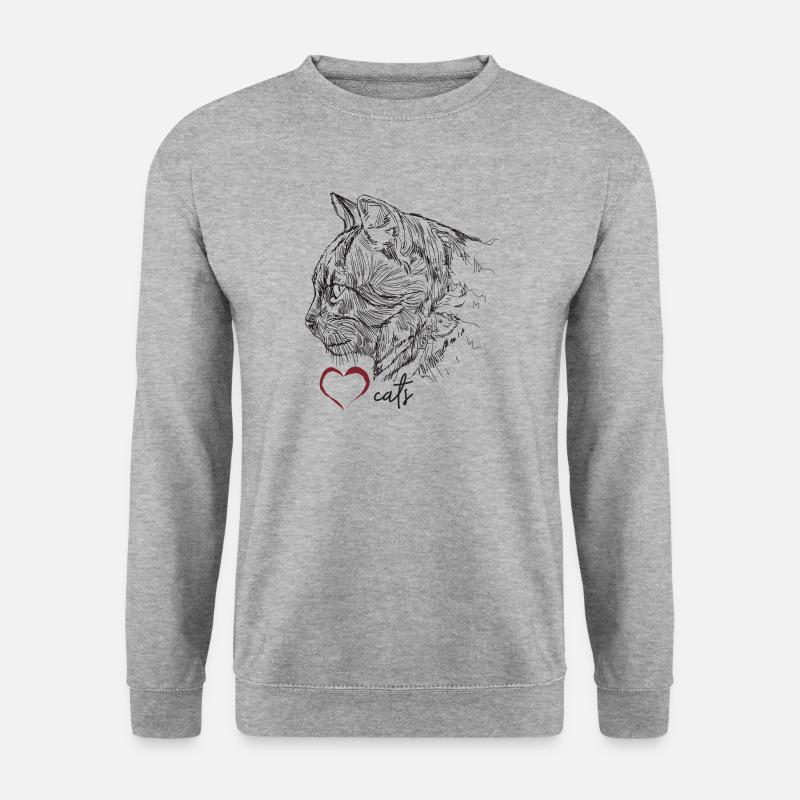 Katzengesicht - Unisex Pullover - Weißgrau meliert