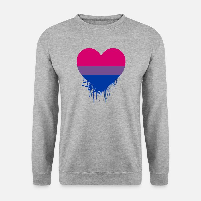 Bisexuelles Stolzherz - Unisex Pullover - Weißgrau meliert