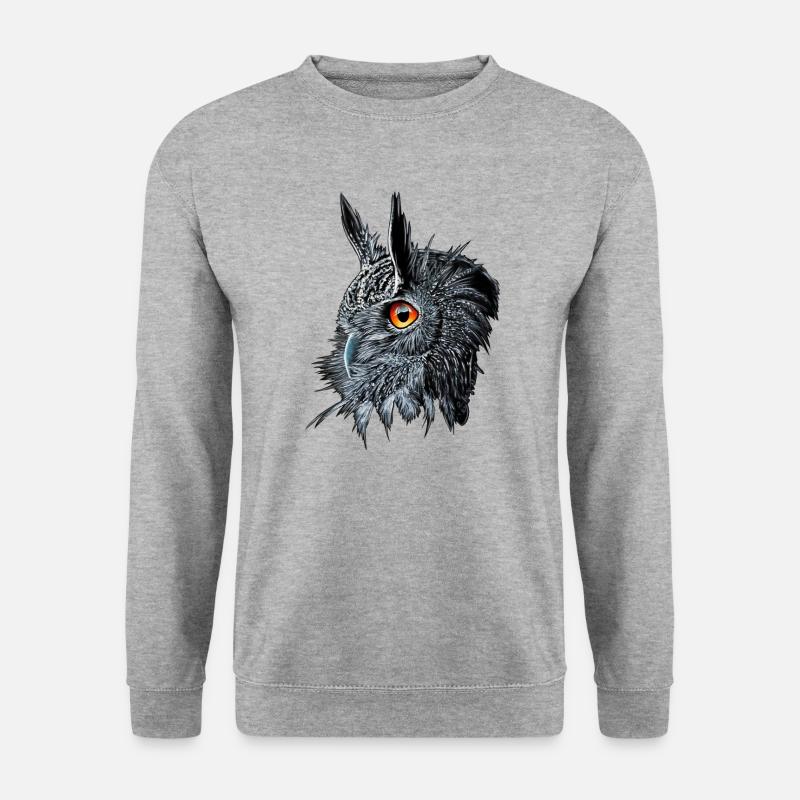 Uhu /Bubo Bubo/Eule - Unisex Pullover - Weißgrau meliert