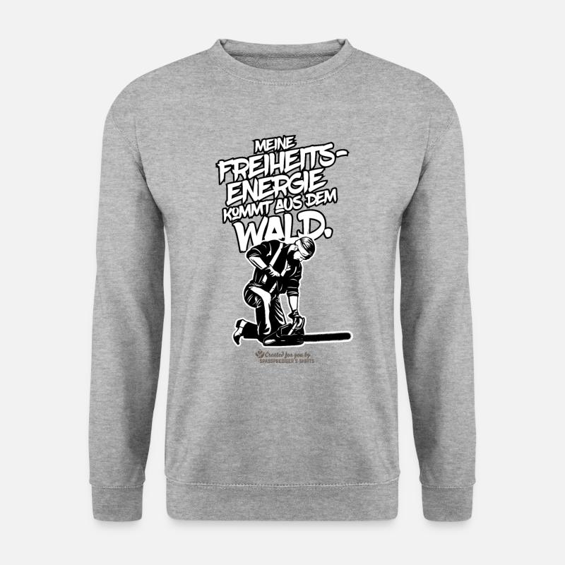 Holzfäller Spruch Freiheitsenergie - Unisex Pullover - Weißgrau meliert