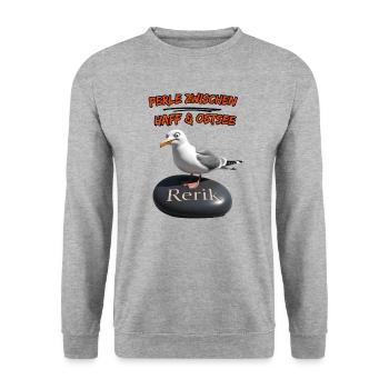 Rerik Pearl between Haff & Baltic Sea Rerik Seagull - Unisex Sweatshirt - salt & pepper - Front - Alina (178cm) & Michal (187cm)