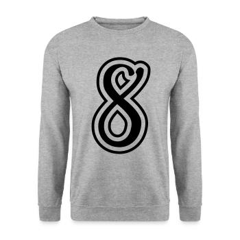 8 Numéro de numéro - Sweat-shirt Unisexe - gris chiné - Devant - Alina (178cm) & Michal (187cm)