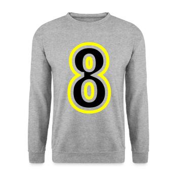 8 Number College - Unisex Sweatshirt - salt & pepper - Front - Alina (178cm) & Michal (187cm)