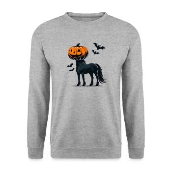 Cheval à tête de citrouille attendant Halloween - Sweat-shirt Unisexe - gris chiné - Devant - Alina (178cm) & Michal (187cm)