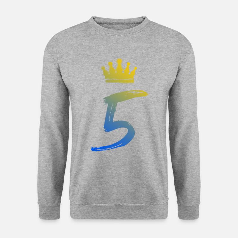 5 Zahl Krone - Unisex Pullover - Weißgrau meliert