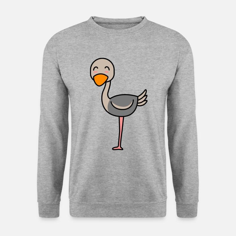 Strauß Comic Tier - Unisex Pullover - Weißgrau meliert