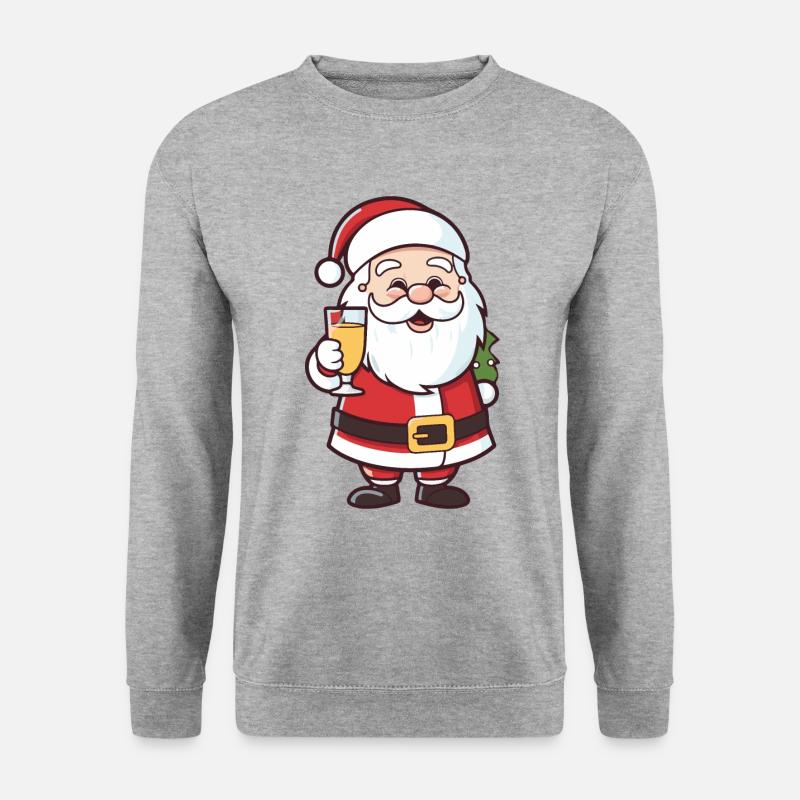 Weihnachtsmann Drinking Comic Weihnachten - Unisex Pullover - Weißgrau meliert