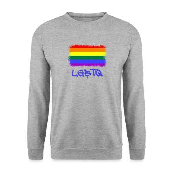 LGBTQ - Unisex Pullover - Weißgrau meliert - Vorne - Alina (178cm) & Michal (187cm)