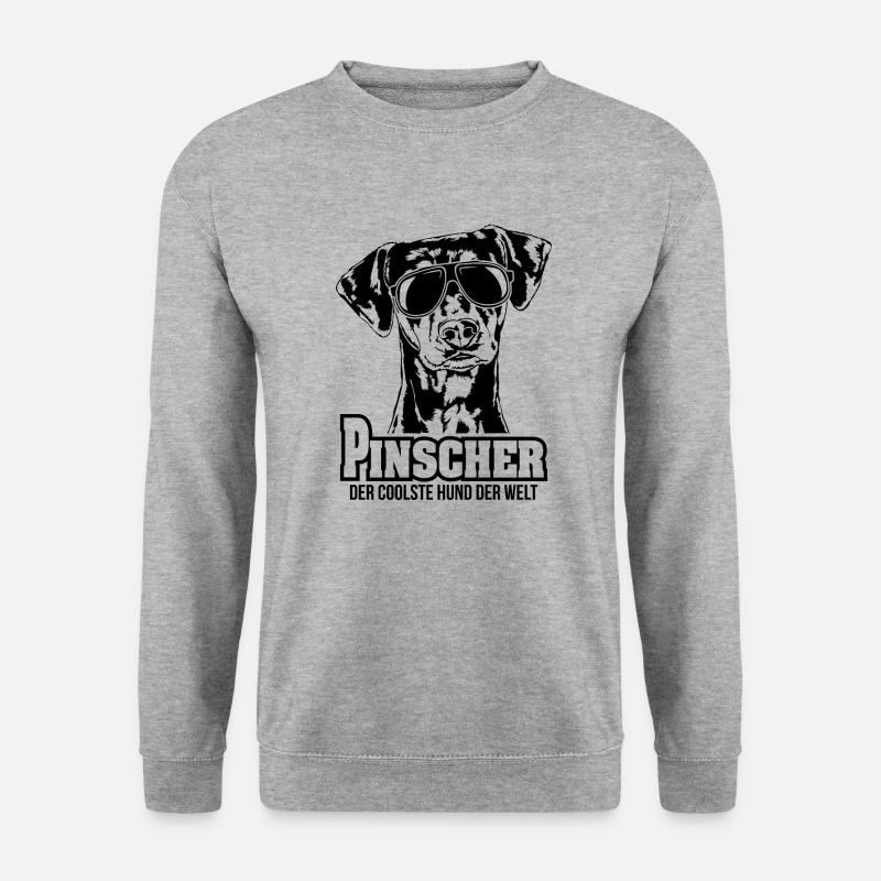 Deutscher PINSCHER coolster Hund Hundespruch Hunde - Unisex Pullover - Weißgrau meliert