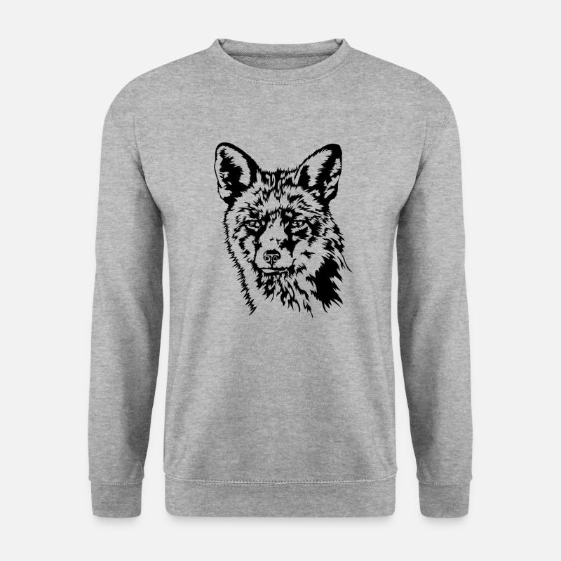Fuchs Rotfuchs Wildtier Waldtier Wilsigns - Unisex Pullover - Weißgrau meliert