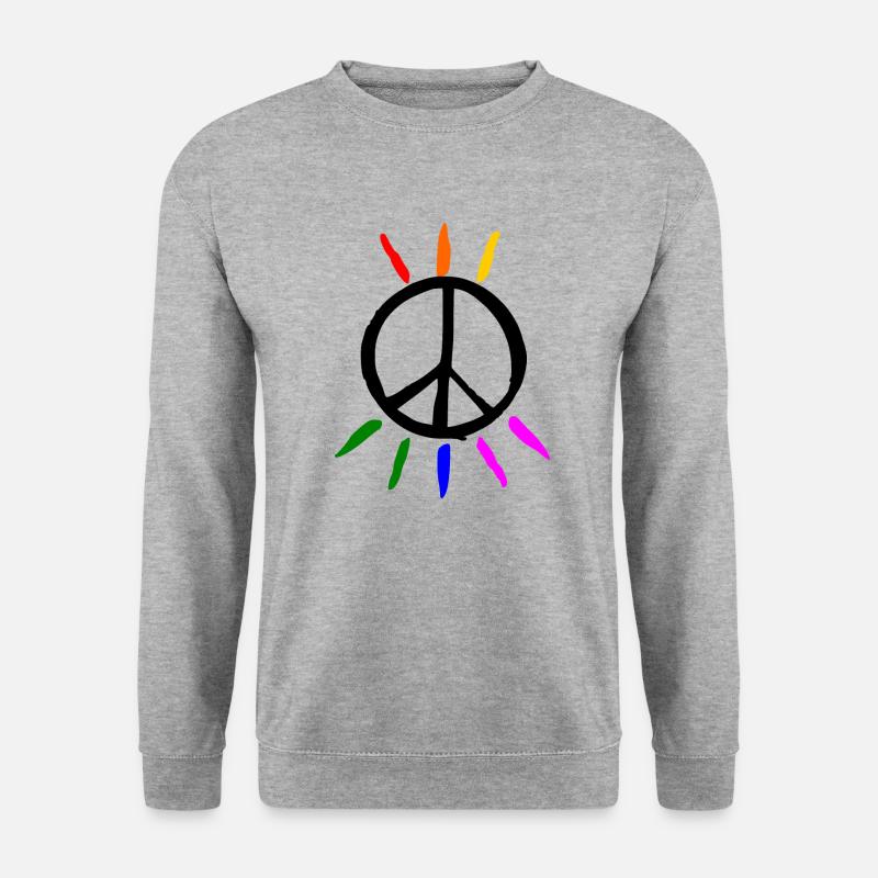 Peacezeichen - Unisex Pullover - Weißgrau meliert