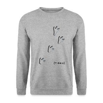 T-Rex Trittsiegel und Fährte - Unisex Pullover - Weißgrau meliert - Vorne - Alina (178cm) & Michal (187cm)