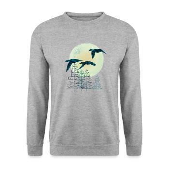 Oiseaux migrateurs - Sweat-shirt Unisexe - gris chiné - Devant - Alina (178cm) & Michal (187cm)
