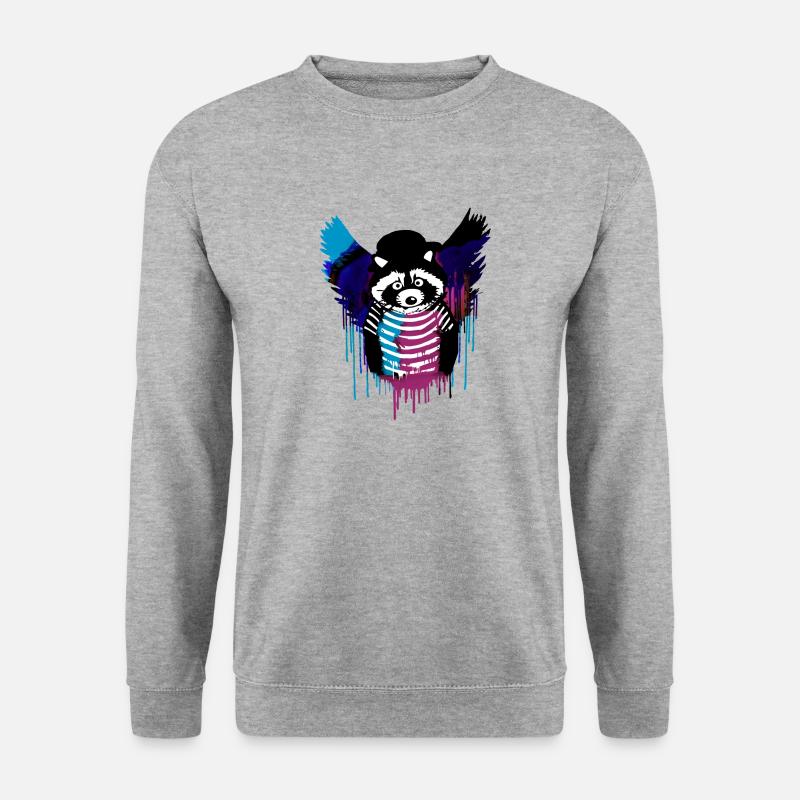 engel ,waschbär,angelwings,graffiti - Unisex Pullover - Weißgrau meliert