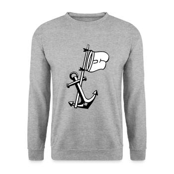 CAPITAINE VOILE VOILE BATEAU ANCRAGE NUDISTE - Sweat-shirt Unisexe - gris chiné - Devant - Alina (178cm) & Michal (187cm)