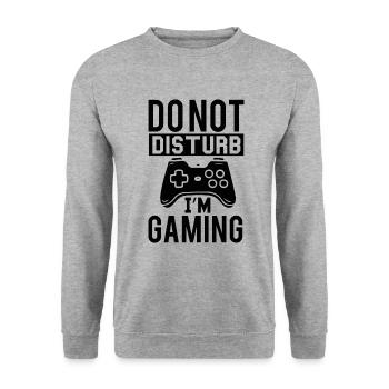 " Do Not Disturb I'm Gaming " - Unisex Sweatshirt - salt & pepper - Front - Alina (178cm) & Michal (187cm)