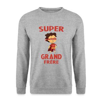 Super Grand Frère Cadeau - Sweat-shirt Unisexe - gris chiné - Devant - Alina (178cm) & Michal (187cm)