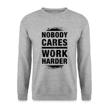 Nobody Cares - Work Harder - dark - Unisex Sweatshirt - salt & pepper - Front - Alina (178cm) & Michal (187cm)