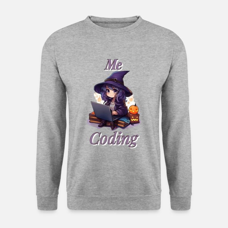 "WitchCode: Anime-Inspired Design" - Unisex Pullover - Weißgrau meliert