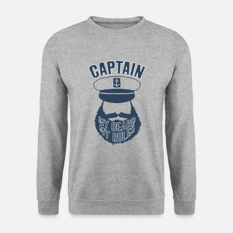 BOAT CAPTAIN BEARD RULES - Unisex Pullover - Weißgrau meliert