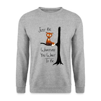 kleiner Fuchs wie Eule sei du selbst cool Geschenk - Unisex Pullover - Weißgrau meliert - Vorne - Alina (178cm) & Michal (187cm)