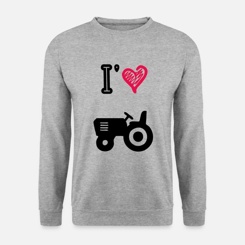 Ich liebe Traktoren - Unisex Pullover - Weißgrau meliert