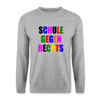 Schule gegen rechts - Unisex Pullover - Weißgrau meliert - Vorne - Alina (178cm) & Michal (187cm)